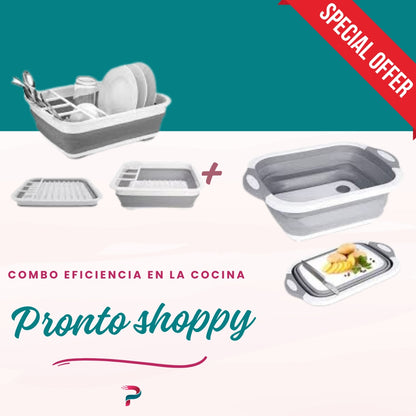 Eficiencia en Tu Cocina: Combo Tabla de Picar 2 en 1 + Escurridor Plegable