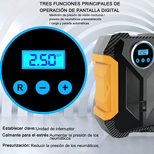 Bomba de Aire Portátil 12v con Linterna LED para Neumáticos