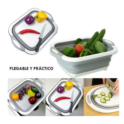 Eficiencia en Tu Cocina: Combo Tabla de Picar 2 en 1 + Escurridor Plegable